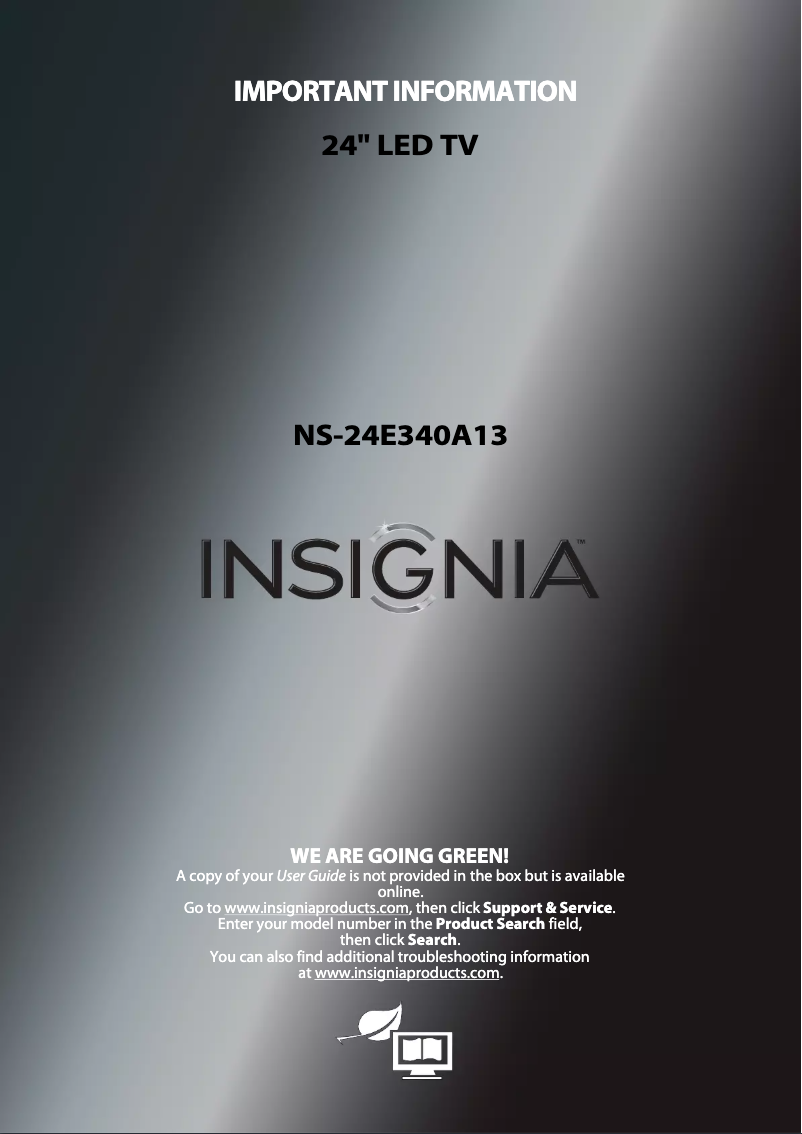 Page n°1 - Manuel utilisateur Insignia NS-24E340A13