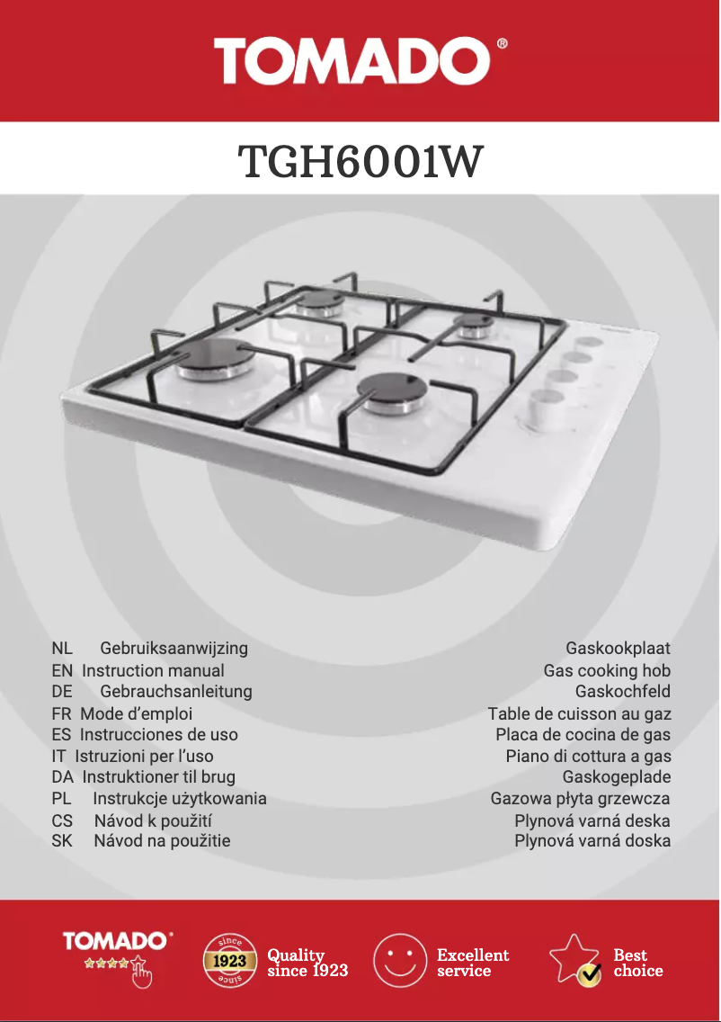 Page 1 de la notice Manuel utilisateur Tomado TGH6001W