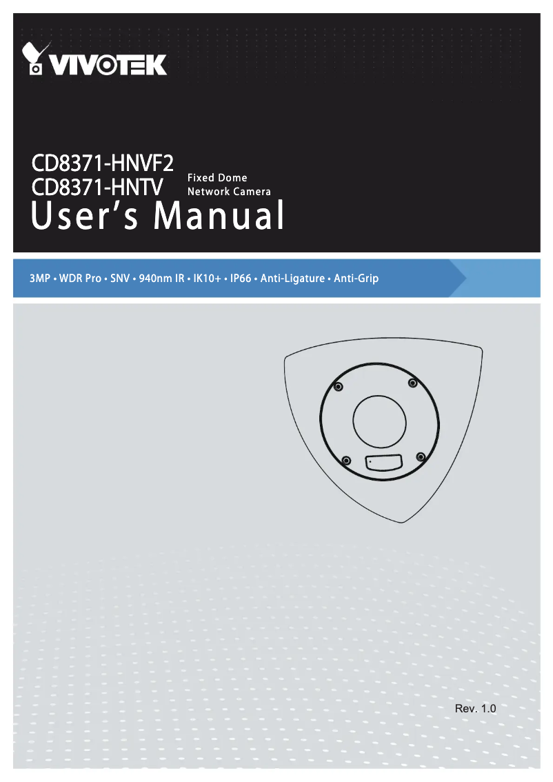 Page 1 de la notice Manuel utilisateur Vivotek CD8371-HNVF2