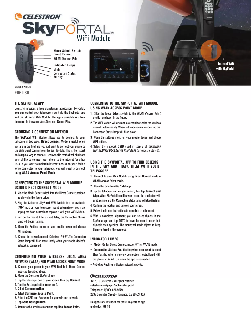 Page 1 de la notice Manuel utilisateur Celestron SkyPortal