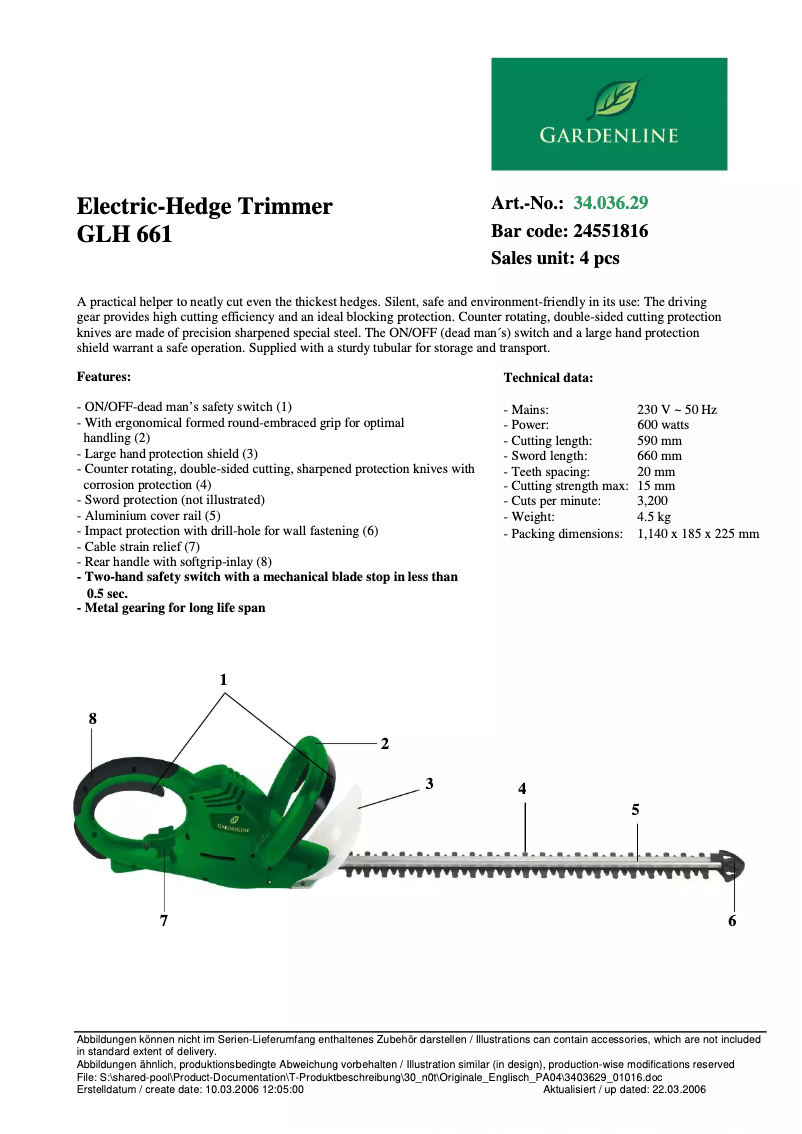 Image de la première page du manuel de l'appareil GLH 661