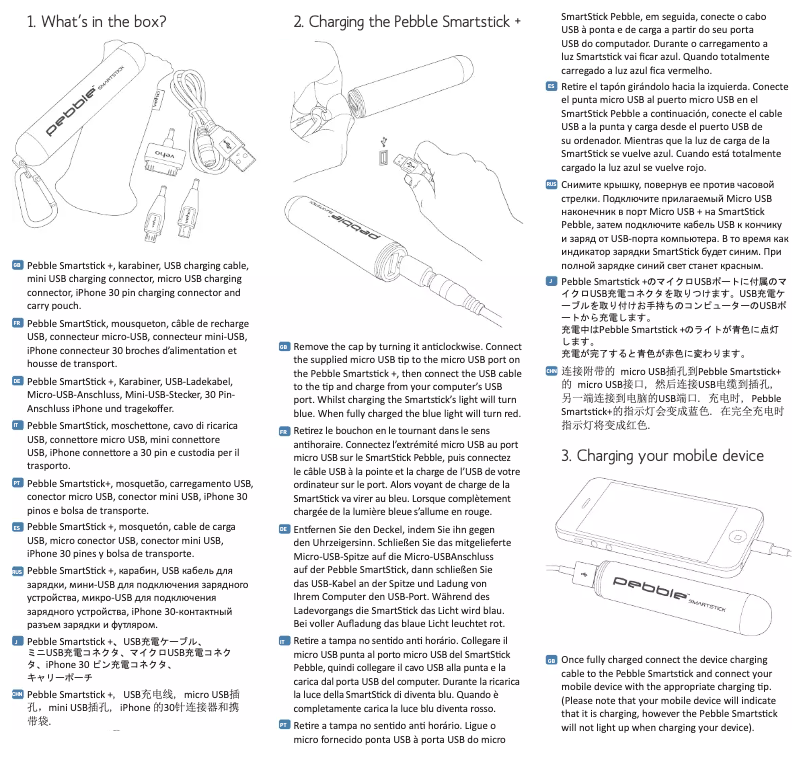 Page 1 de la notice Manuel utilisateur Veho Pebble Smartstick