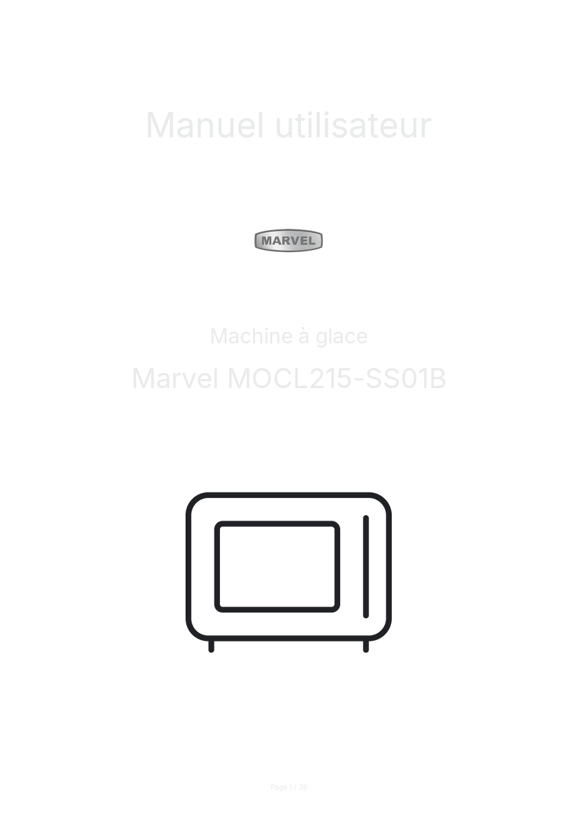 Page n°1 - Manuel utilisateur Marvel MOCL215-SS01B