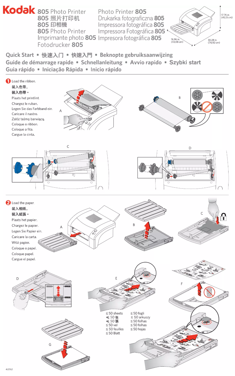 Page 1 de la notice Manuel utilisateur Kodak 805 QSG