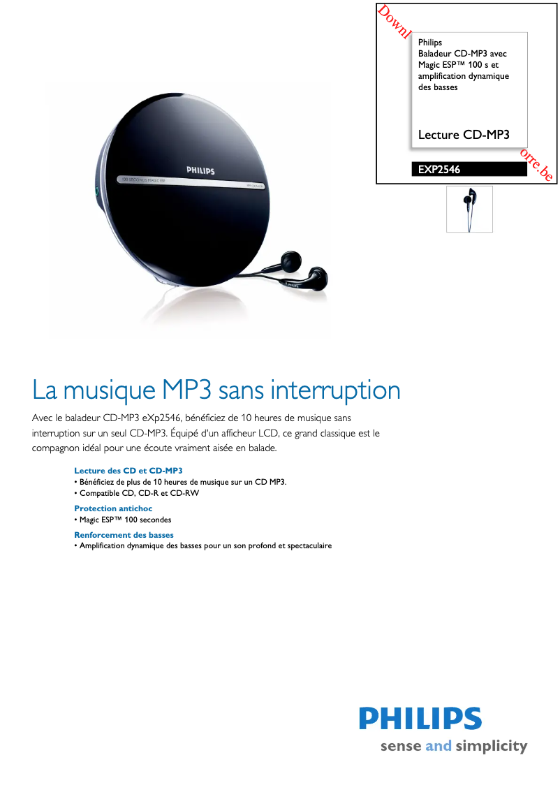 Page n°1 - Manuel utilisateur Philips EXP2546
