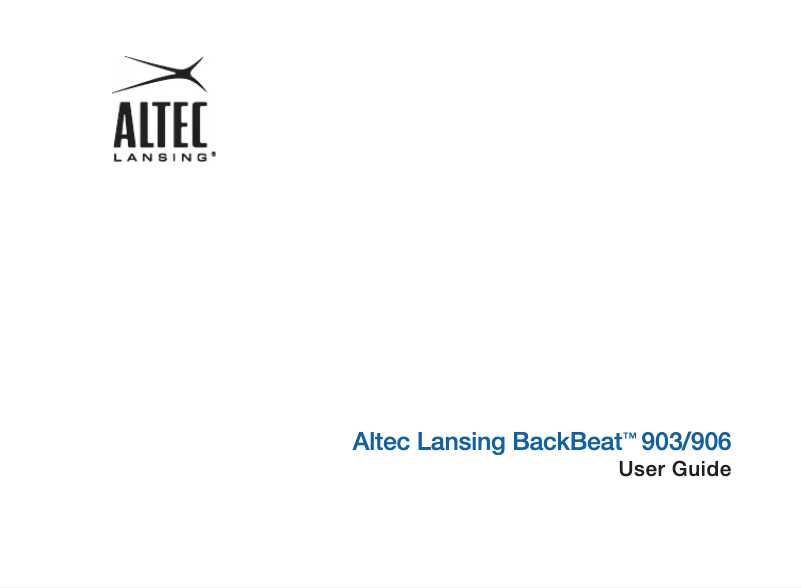 Page 1 de la notice Manuel utilisateur Altec Lansing BackBeat 903