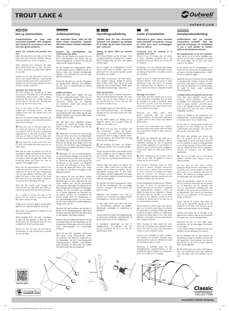 Página 1 del manual Manual de usuario Outwell Classic Trout Lake 4