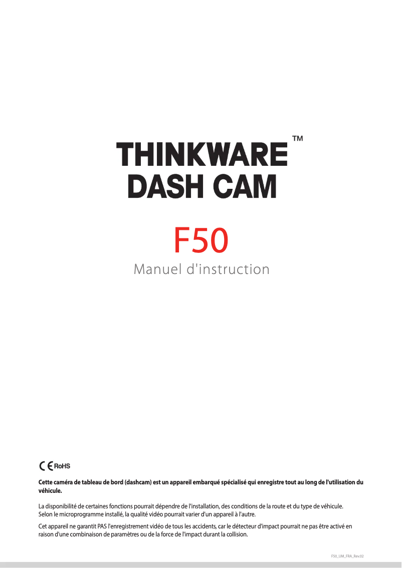 Image de la première page du manuel de l'appareil F50