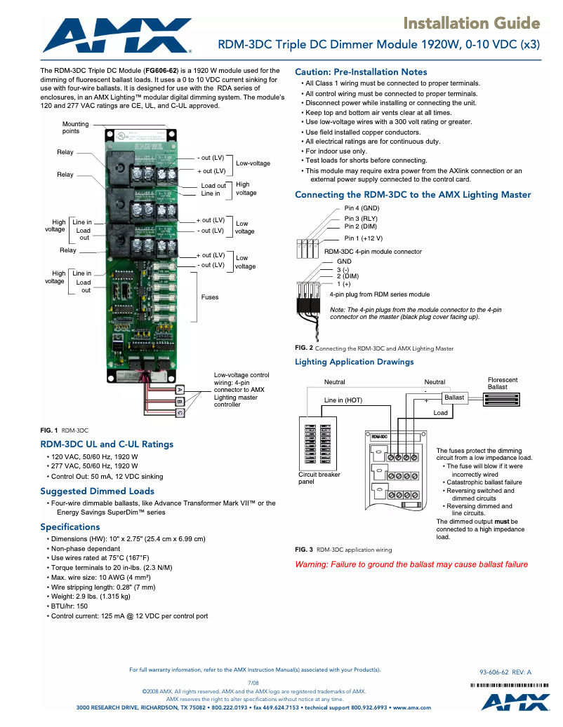 Page 1 de la notice Manuel utilisateur AMX RDM-3DC