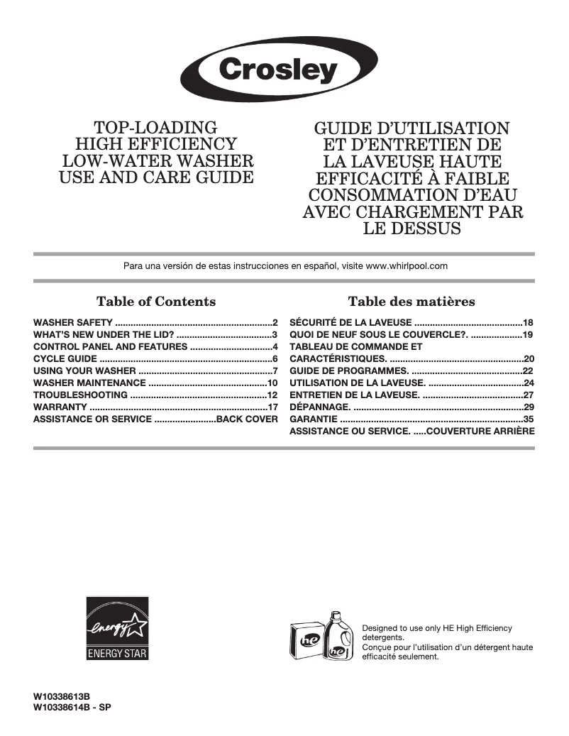 Page n°1 - Manuel utilisateur Crosley CAW11544EW