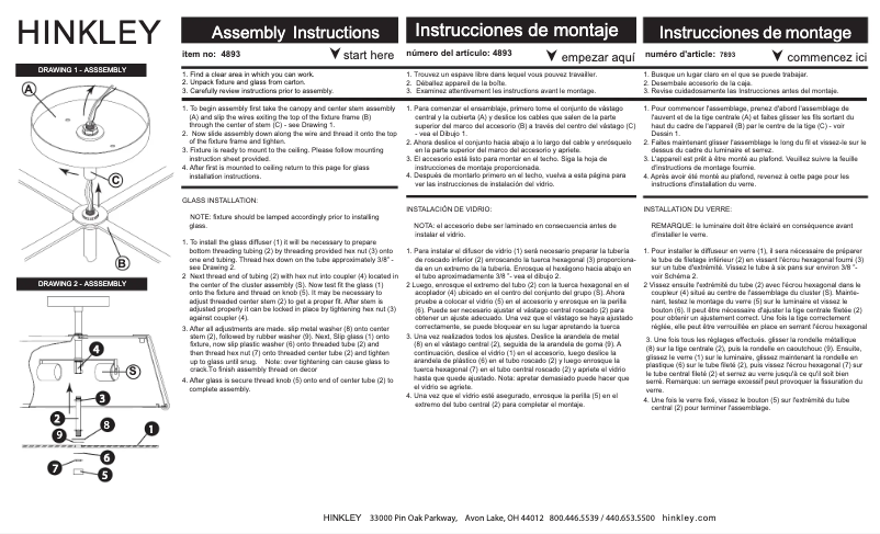 Page 1 de la notice Manuel utilisateur Hinkley Lighting Clarke 4893BK-LDB