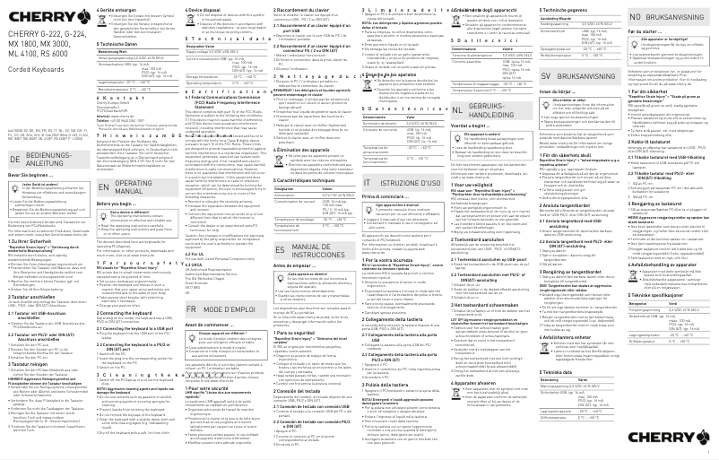 Page 1 de la notice Manuel utilisateur Cherry G81-1800