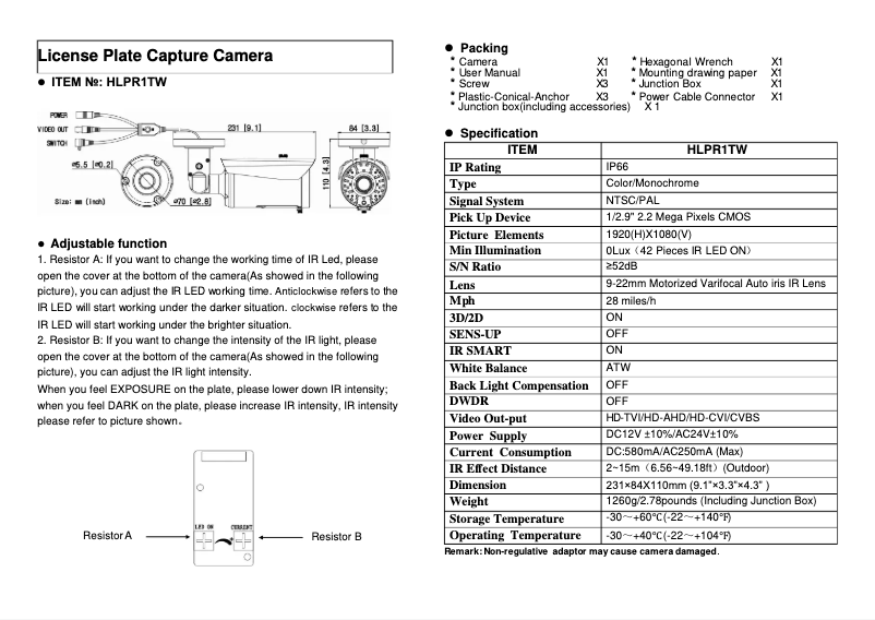 Imagen de la primera página del manual del dispositivo HLPR1TW