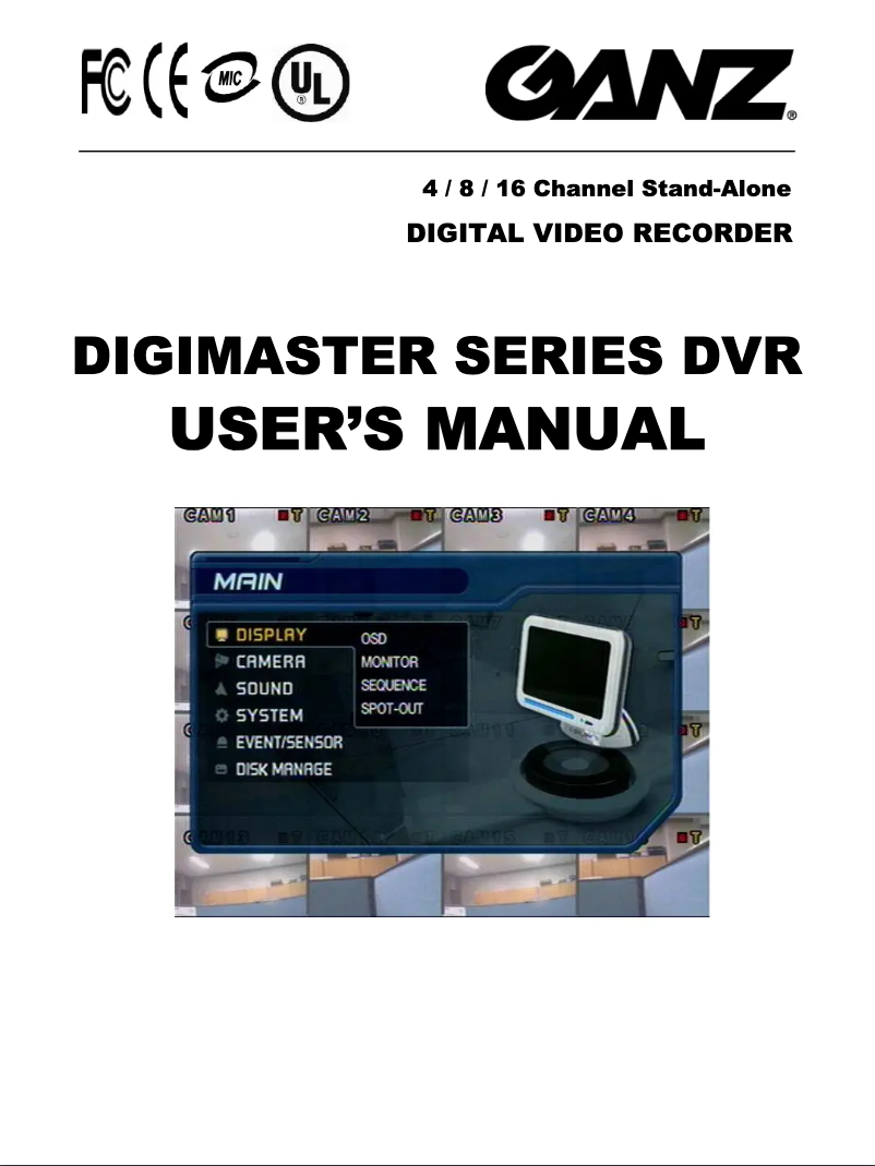 Page 1 de la notice Manuel utilisateur Ganz DR-16F42A