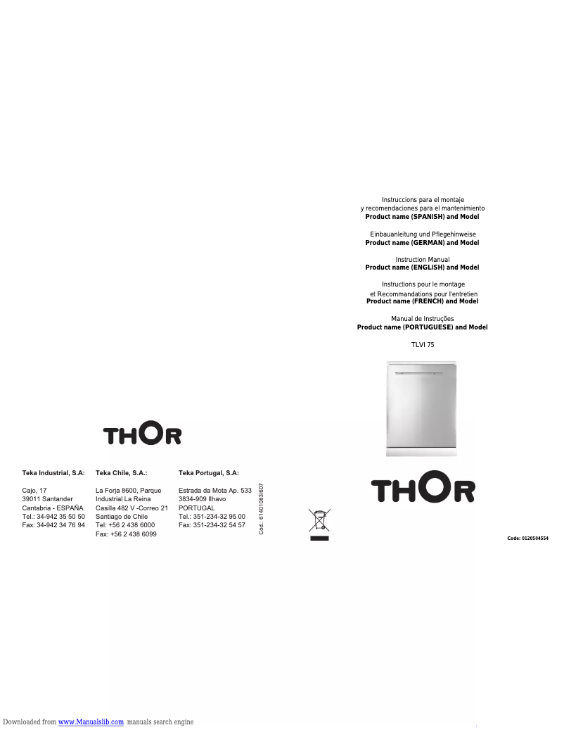 Page n°1 - Manuel utilisateur Thor TLVI 75