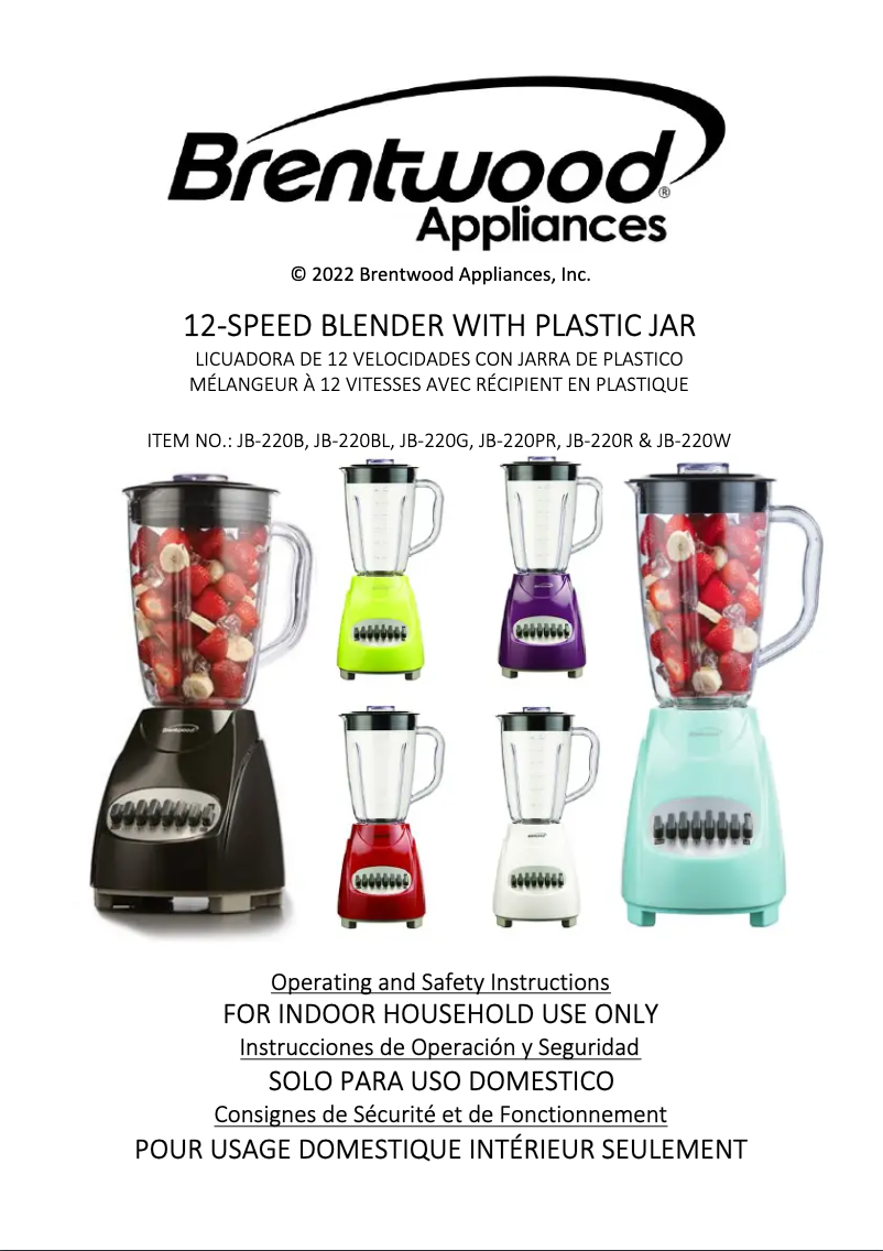 Page 1 de la notice Manuel utilisateur Brentwood JB-220BL