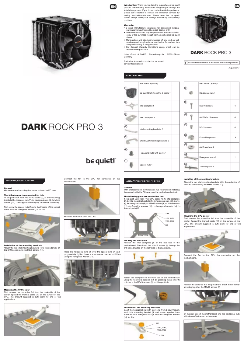 Página 1 del manual Manual de usuario Be Quiet! Dark Rock Pro 3