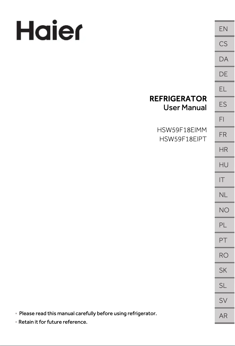 Image de la première page du manuel de l'appareil HSR5918DIPB