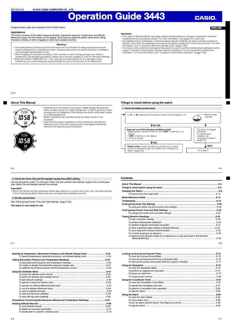 Page 1 de la notice Manuel utilisateur Casio PRG-300-7