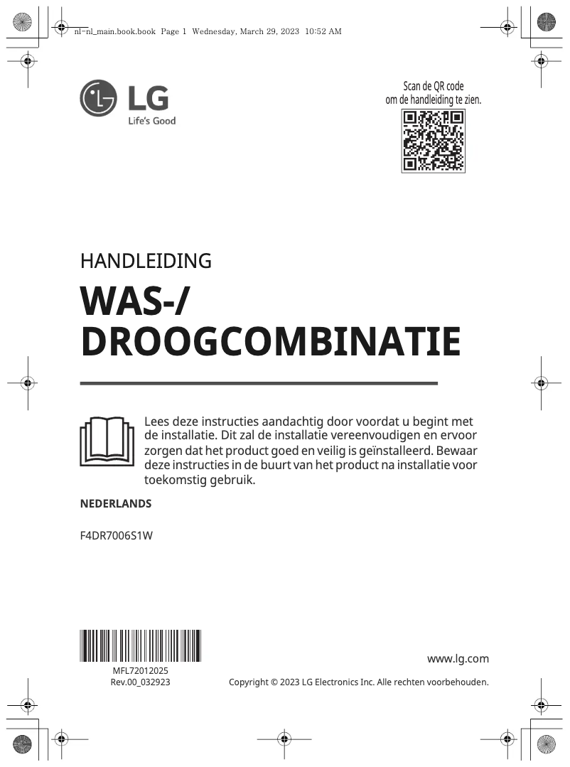Page n°1 - Manuel utilisateur LG F4DR7006S1W
