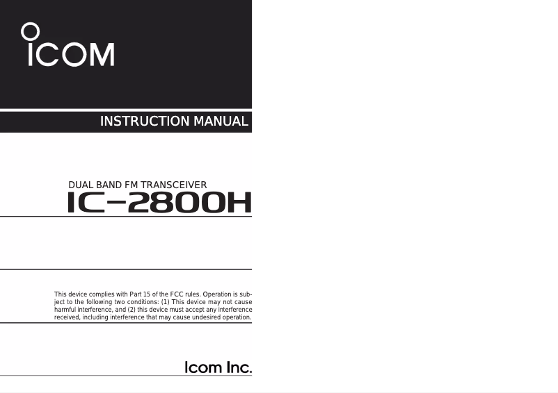 Page n°1 - Manuel utilisateur ICOM IC-2800H