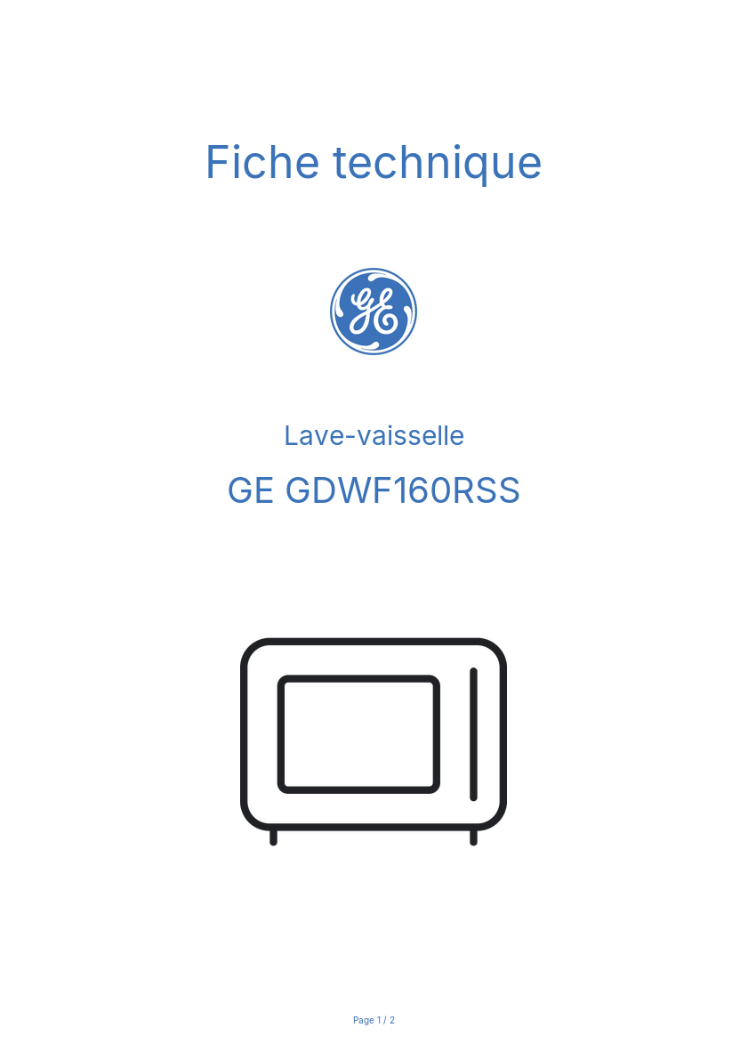 Image de la première page du manuel de l'appareil GDWF160RSS