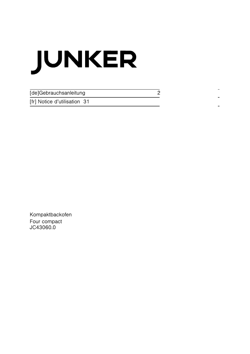Página 1 del manual Manual de usuario Junker JC4306060