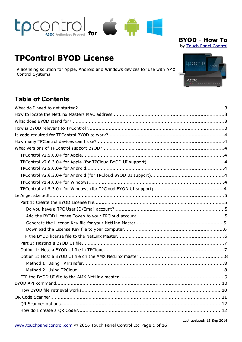 Image de la première page du manuel de l'appareil TPC-BYOD