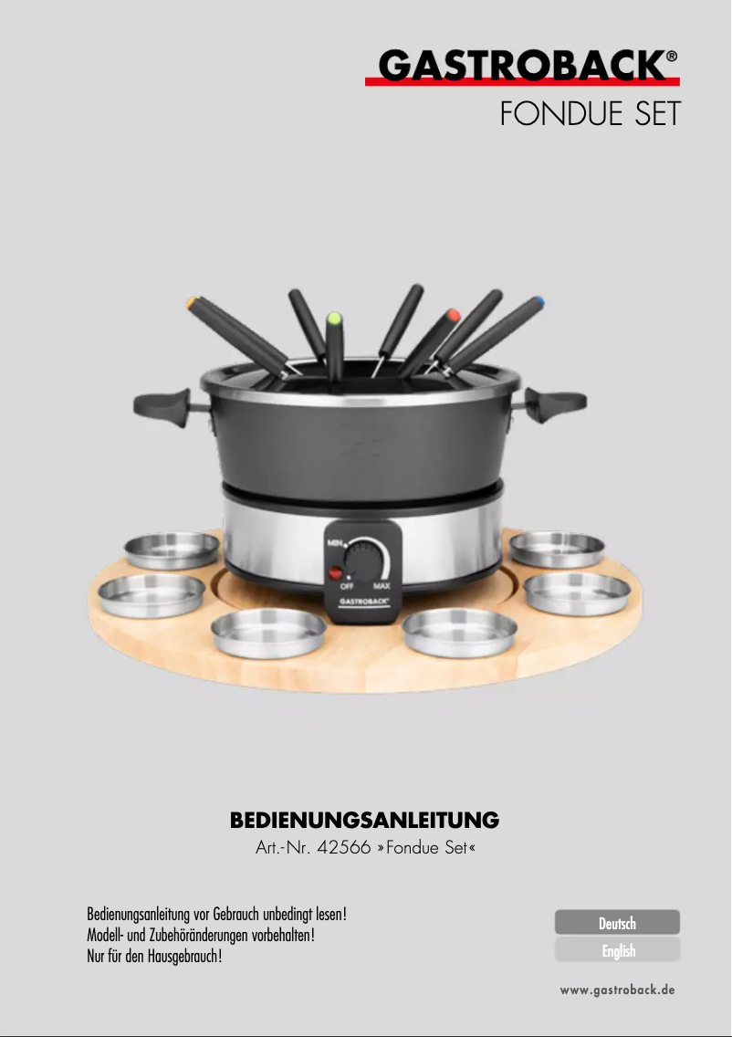 Image de la première page du manuel de l'appareil Fondue Set 42566