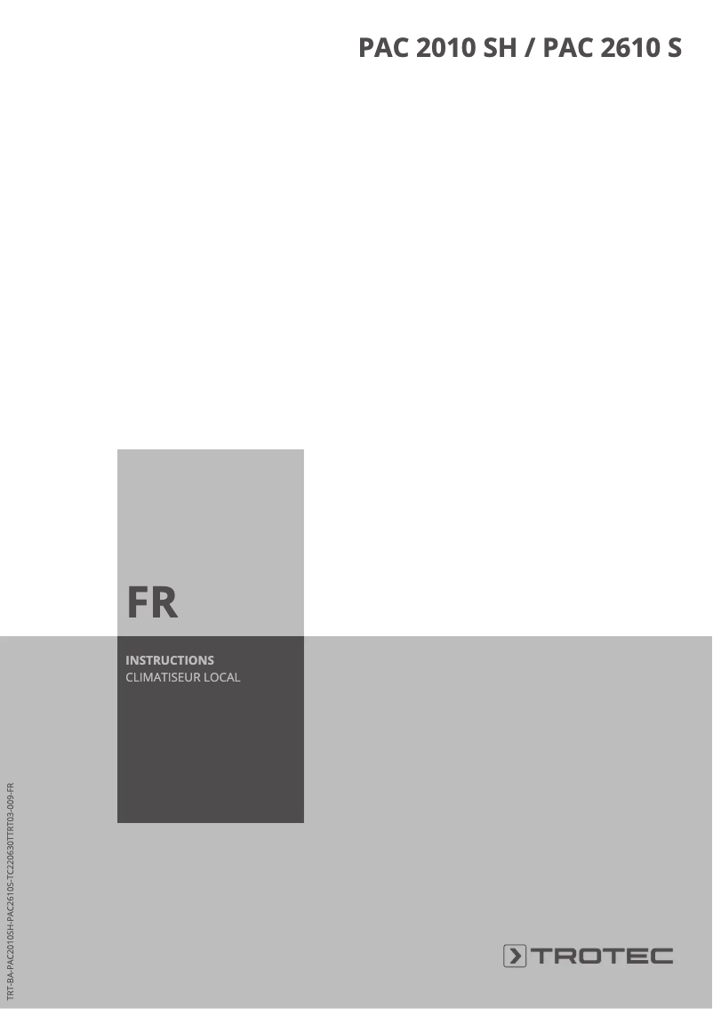 Image de la première page du manuel de l'appareil PAC 2010 SH