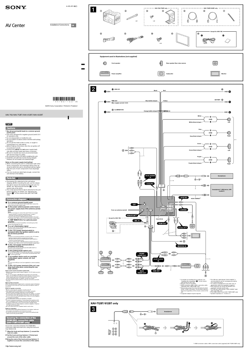 Image de la première page du manuel de l'appareil XAV-712BT