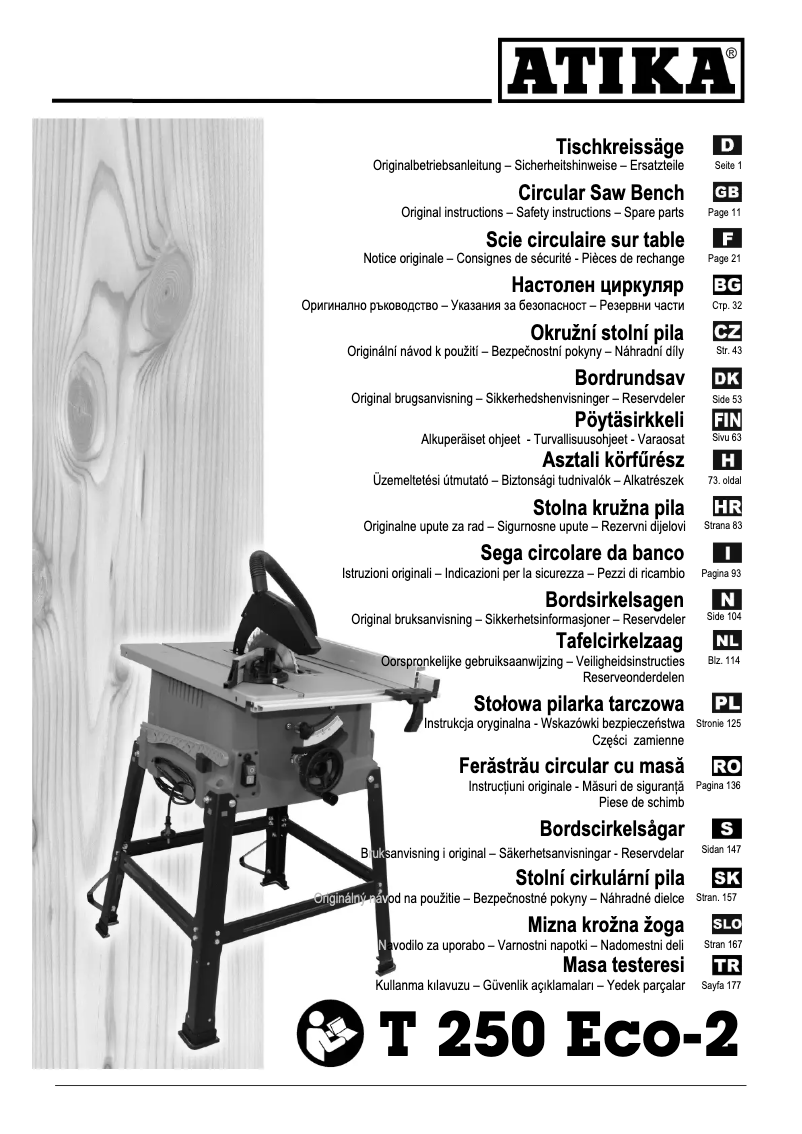 Page 1 de la notice Manuel utilisateur ATIKA T 250 ECO-2