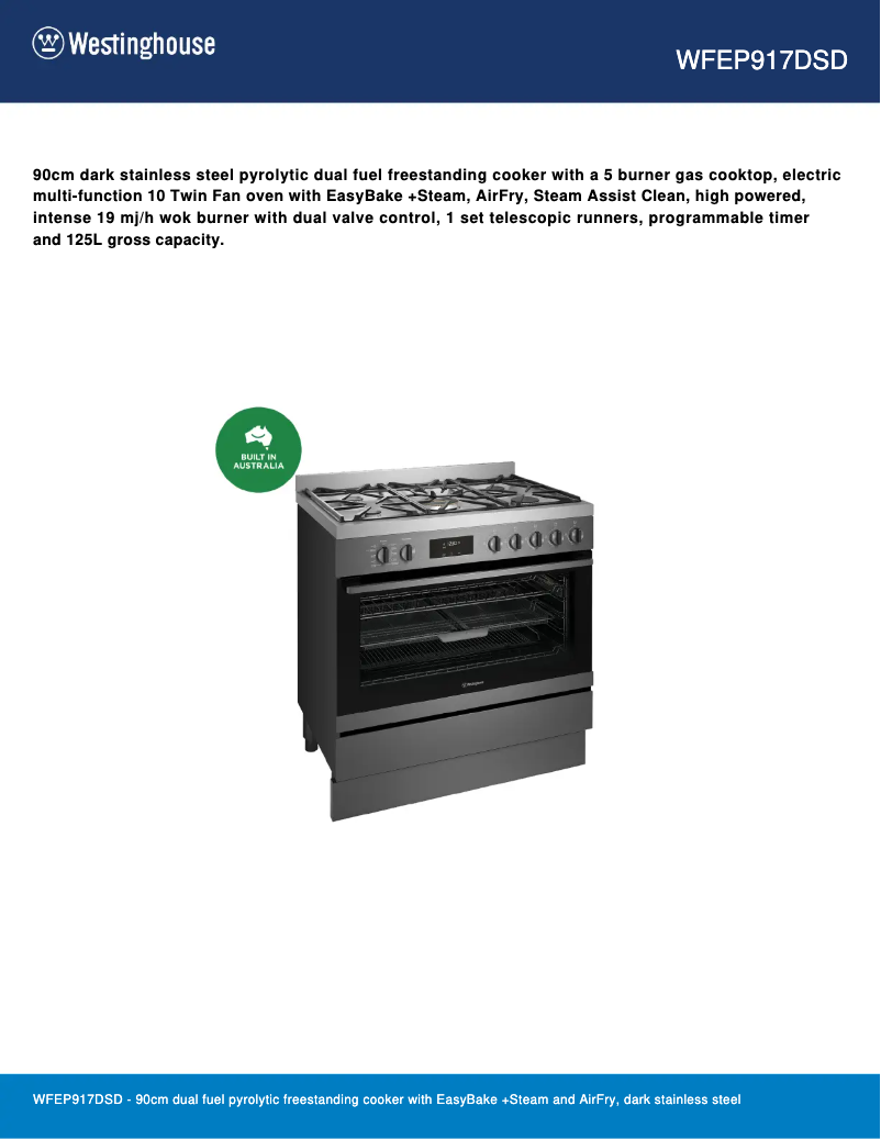 Image de la première page du manuel de l'appareil WFEP917DSD