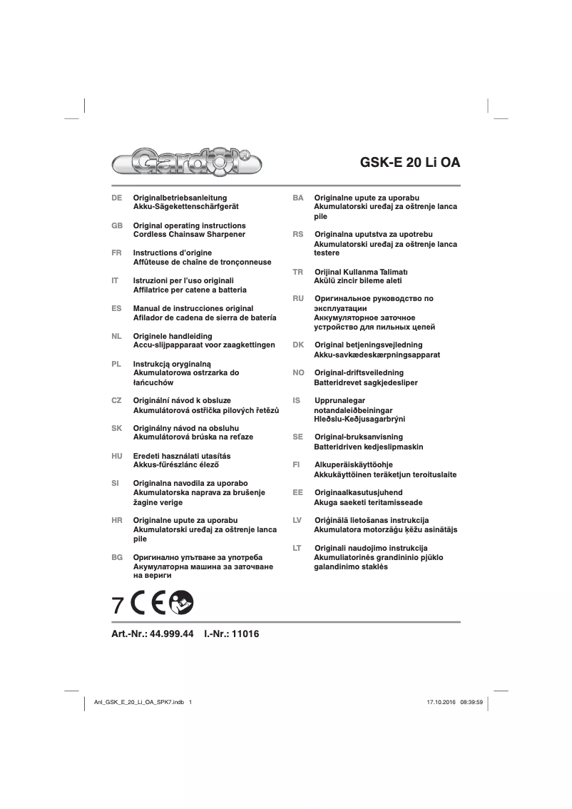 Image de la première page du manuel de l'appareil GSK-E 20 Li OA