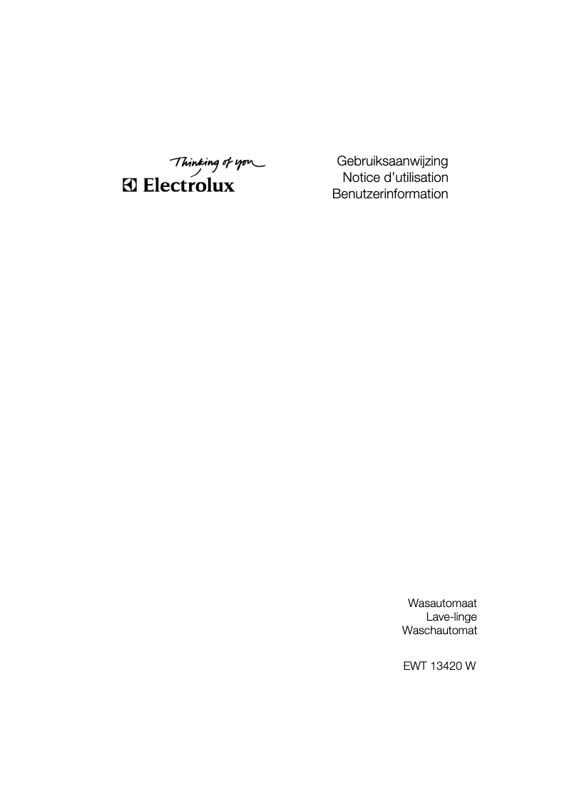 Page n°1 - Manuel utilisateur Electrolux EWT13420