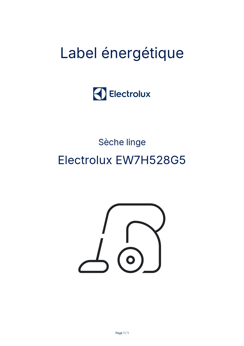 Image de la première page du manuel de l'appareil EW7H528G5