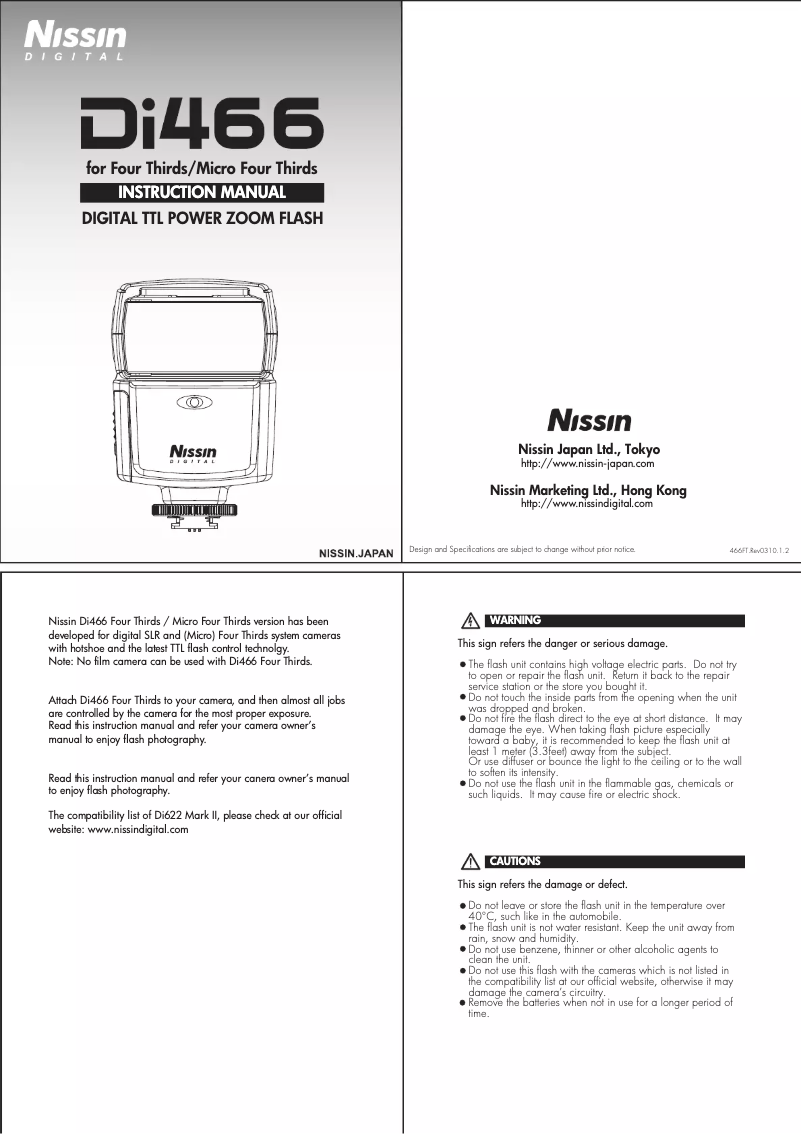 Page n°1 - Manuel utilisateur Nissin Di466