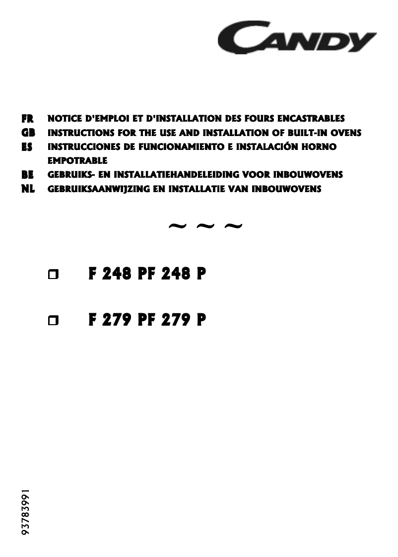 Page 1 de la notice Manuel utilisateur Candy FO F 248 PN