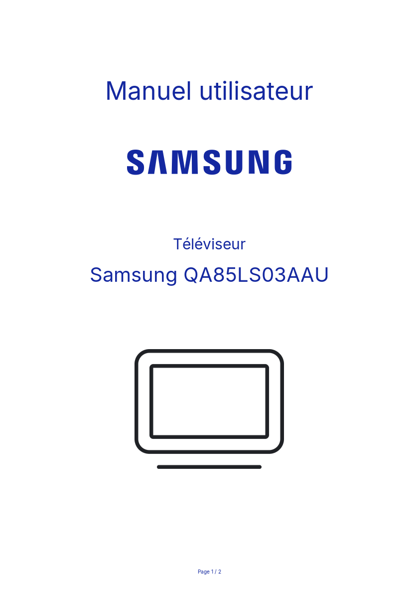 Page n°1 - Manuel utilisateur Samsung QA85LS03AAU