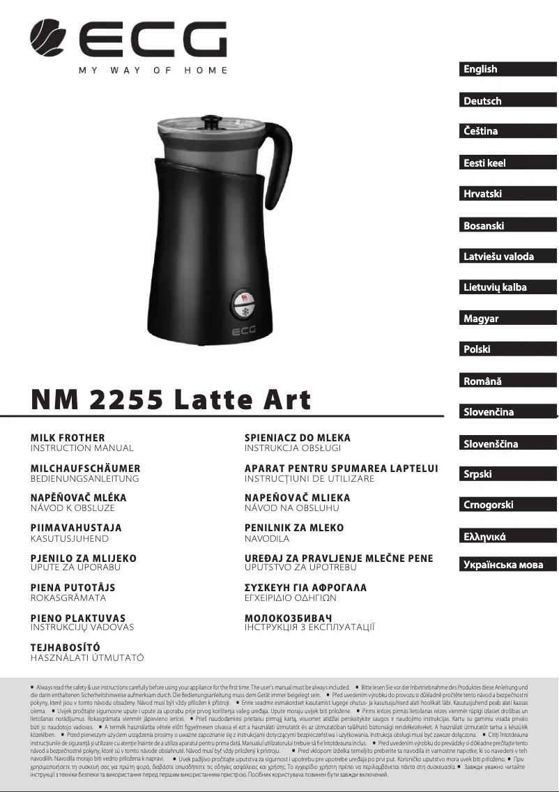 Page 1 de la notice Manuel utilisateur ECG NM 2255 Latte Art