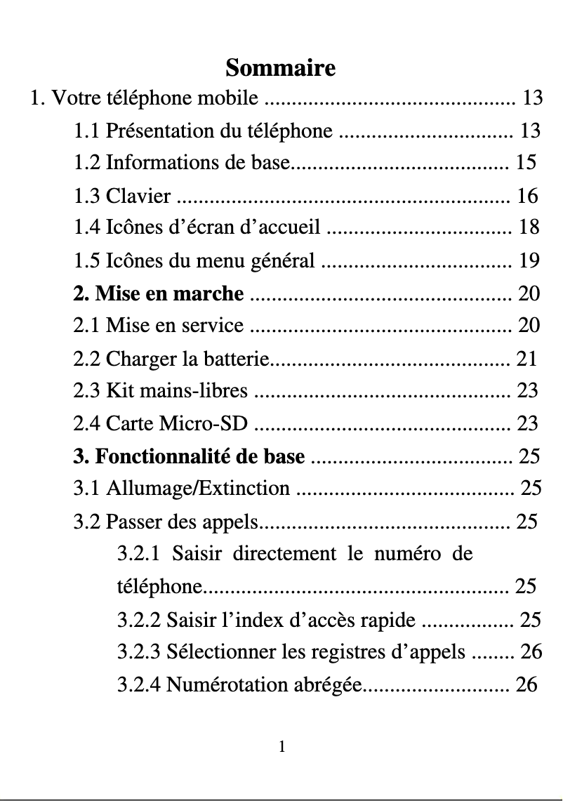 Page 1 de la notice Manuel utilisateur Alcatel One Touch E805