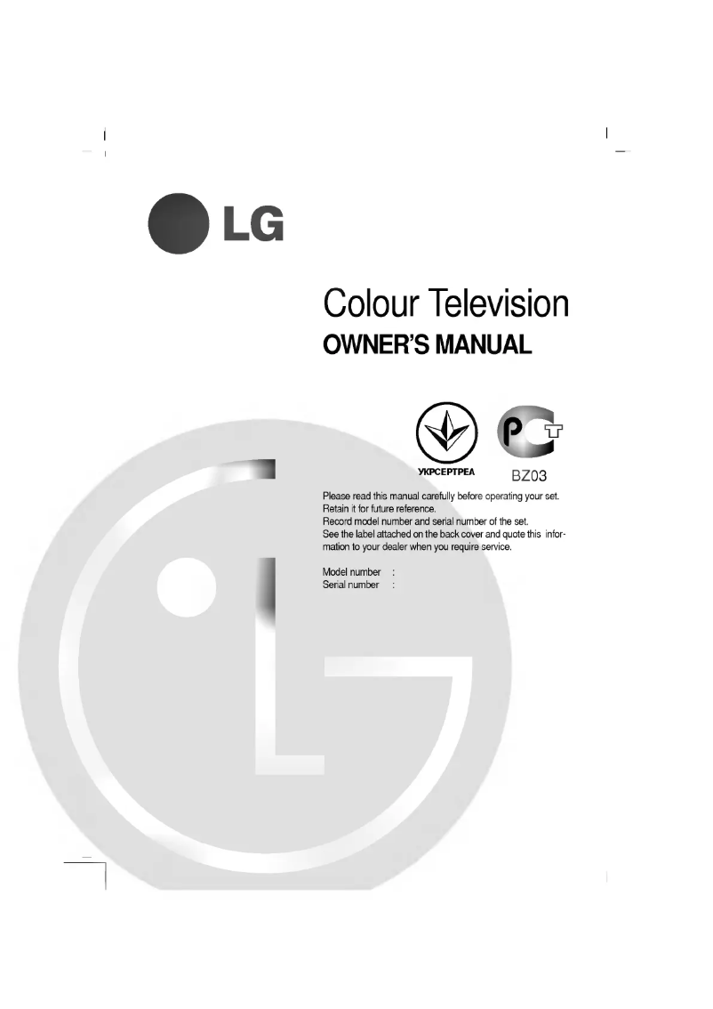 Page 1 de la notice Manuel utilisateur LG 29FX5ANX