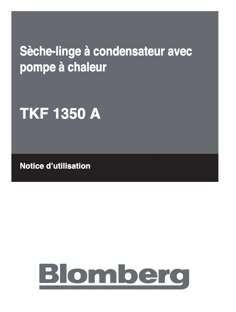 Page 1 de la notice Manuel utilisateur Blomberg TKF 1350 A