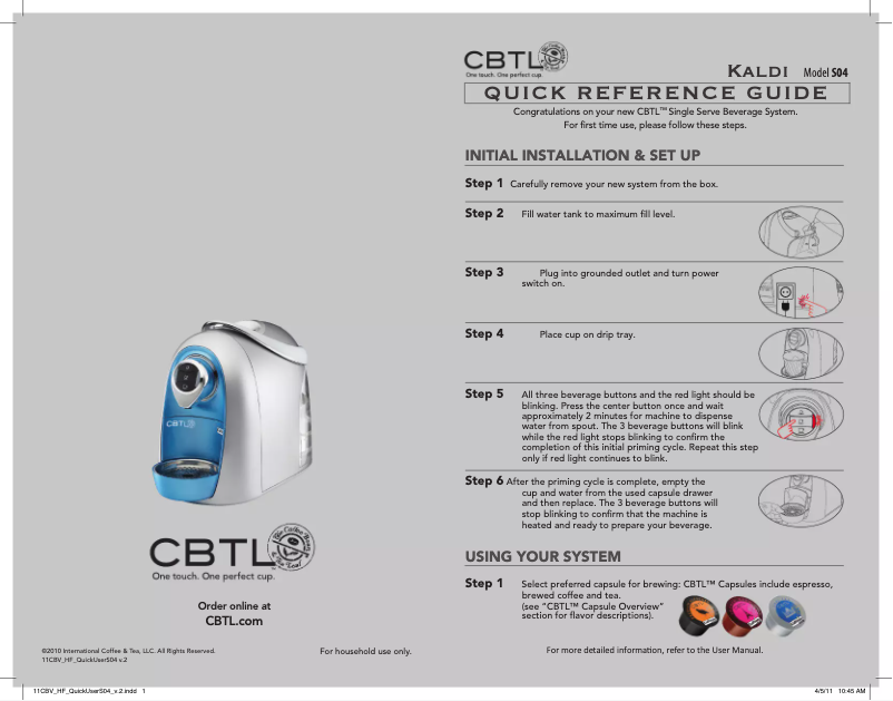 Page 1 de la notice Manuel utilisateur CBTL Kaldi S04