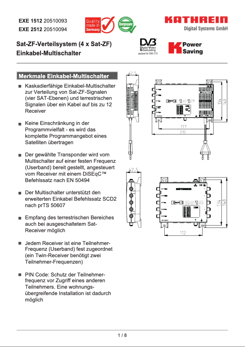Image de la première page du manuel de l'appareil EXE 2512