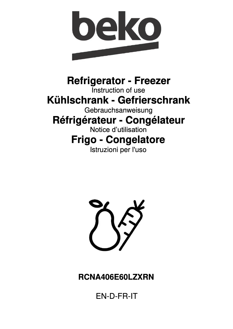 Page n°1 - Manuel utilisateur Beko RCNA406E60LZXRN