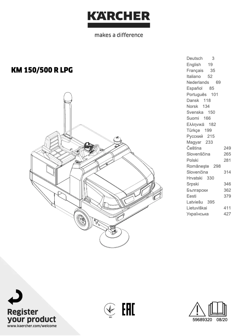 Imagen de la primera página del manual del dispositivo KM 150/500 R LPG