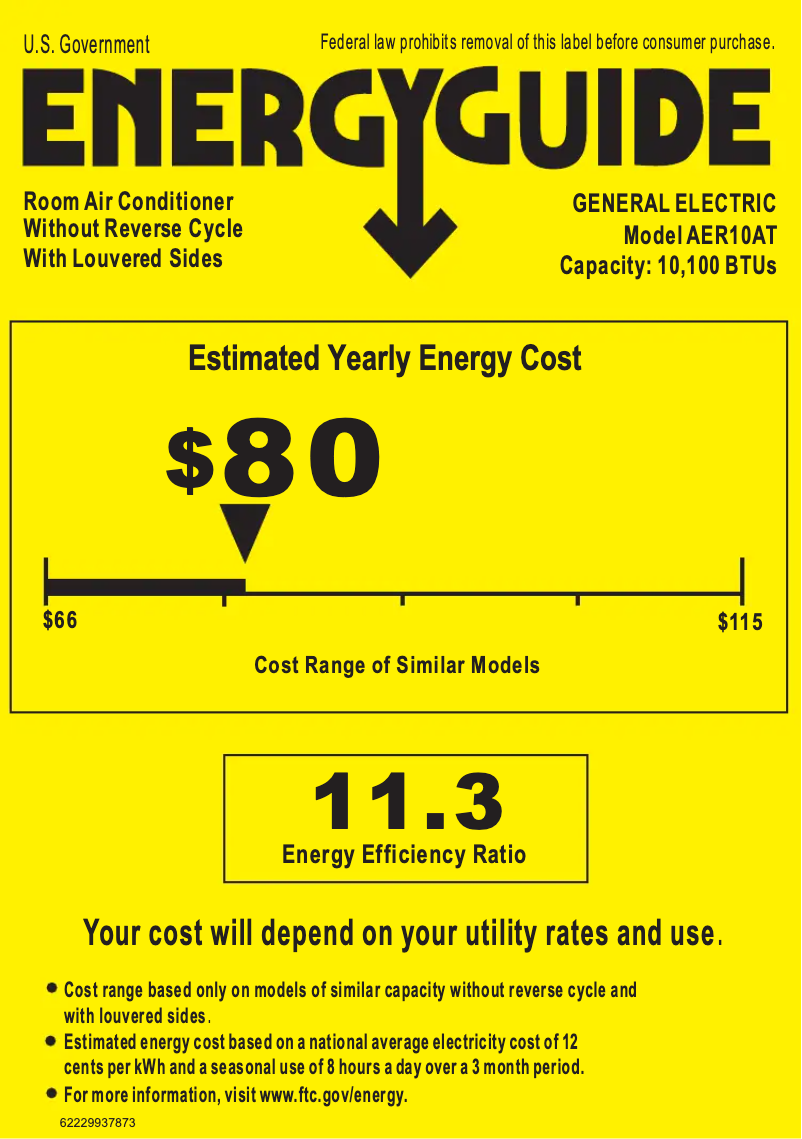 Page n°1 - Label énergétique GE AER10AT