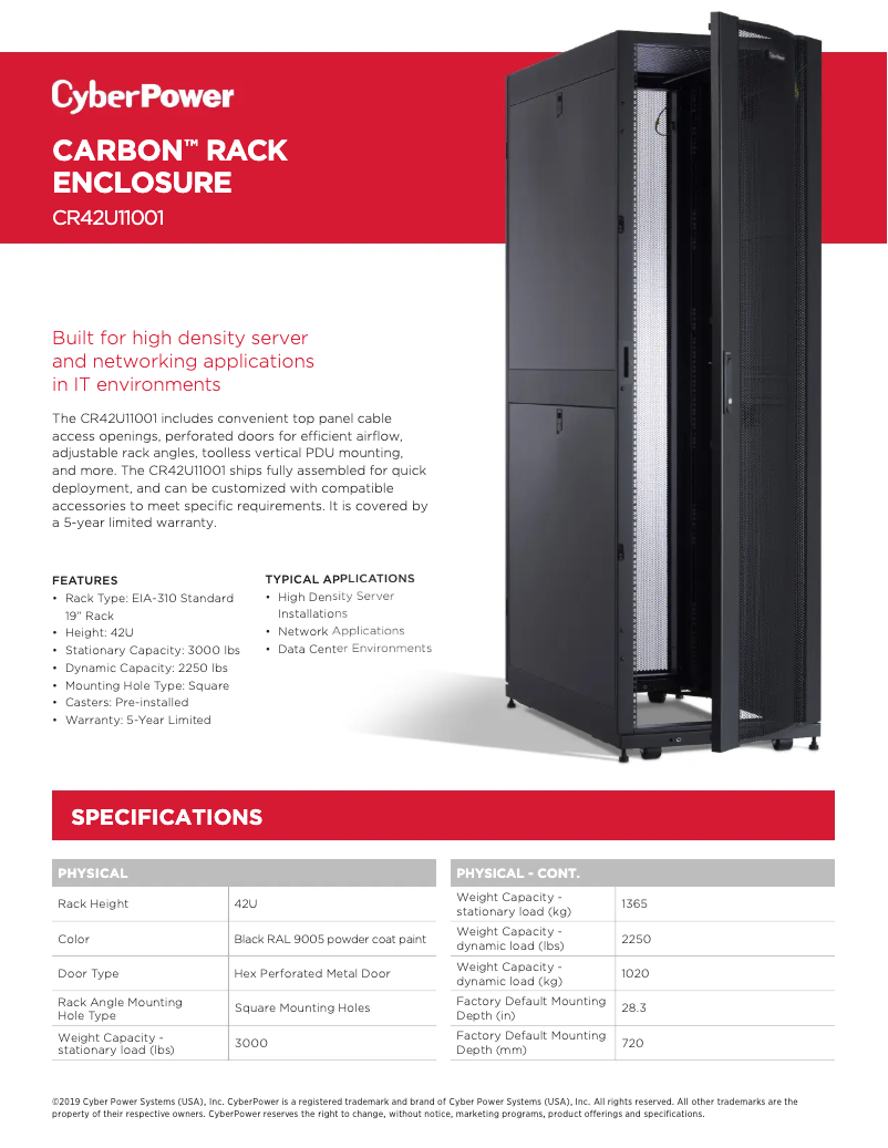 Page 1 de la notice Fiche technique CyberPower CR42U11001