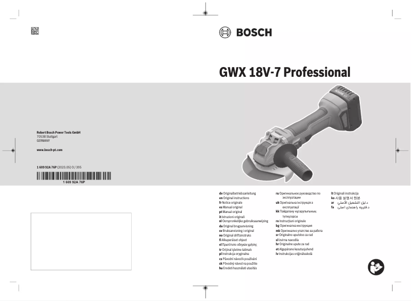 Page 1 of the manual User Manual Bosch GWX 18V-7 Professional